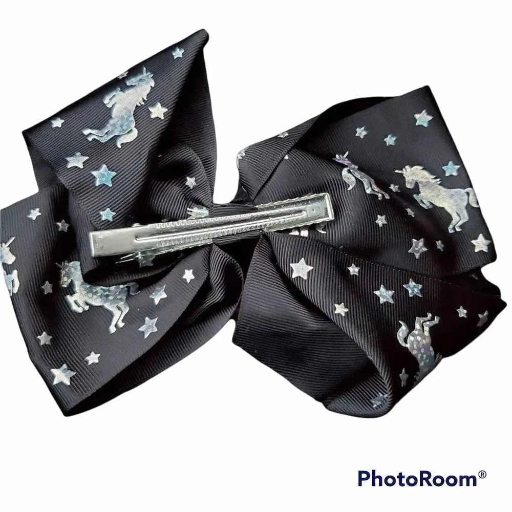 Girls Hologram Unicorn Hair Bow